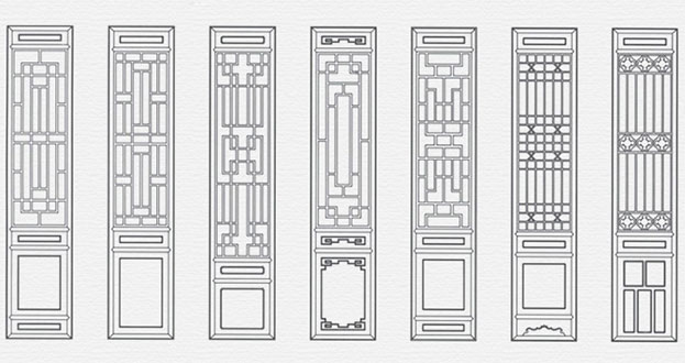 淇滨常用中式仿古花窗图案隔断设计图