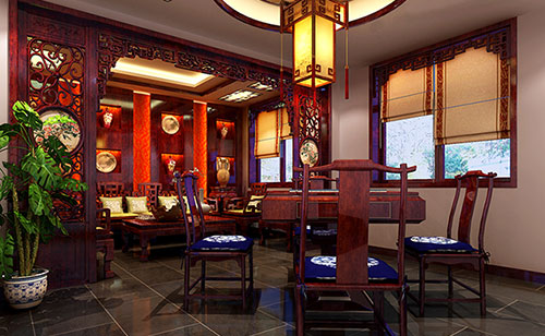 淇滨古典中式风格茶楼包间设计装修效果图